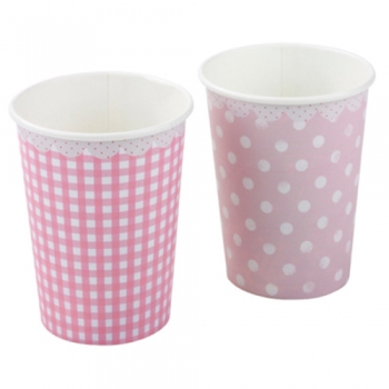 【Talking Tables トーキングテーブル】 紙コップ カップ ピンクドット 2種4組8個