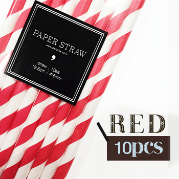 PAPERSTRAW ペーパーストロー 紙ストロー 赤 キャンディアップル 10本入