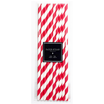 PAPERSTRAW ペーパーストロー 紙ストロー 赤 キャンディアップル 10本入